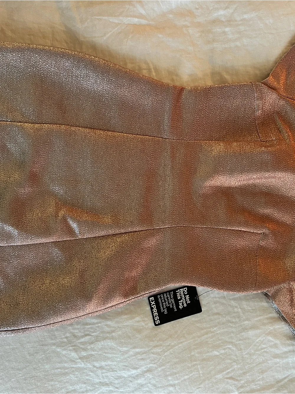 Express Rose Gold Deep V Short Sleeve Party Dress